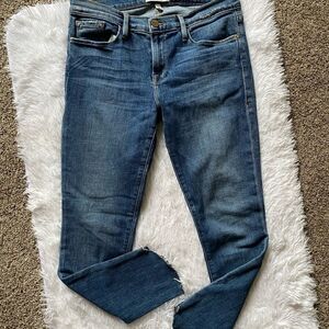 FRAME Denim Le Skinny De Jeanne Jeans Raw Ankle Size 29
